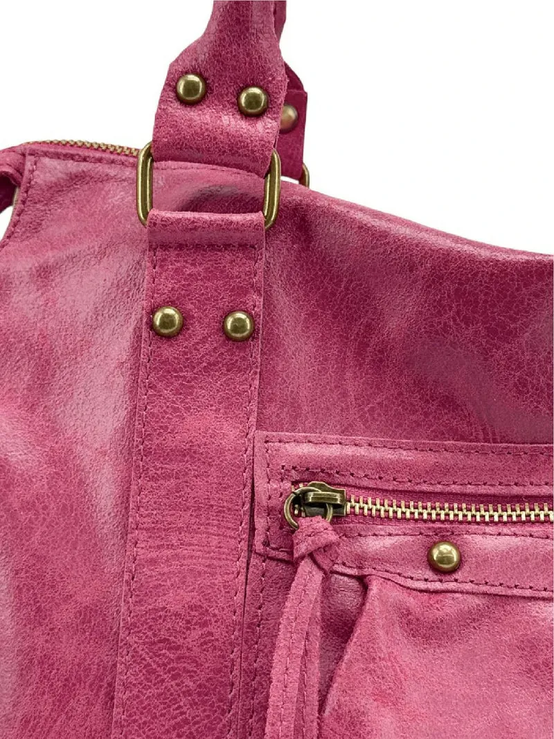 Sac à main en cuir brossé SANDSTORM Rose fuchsia