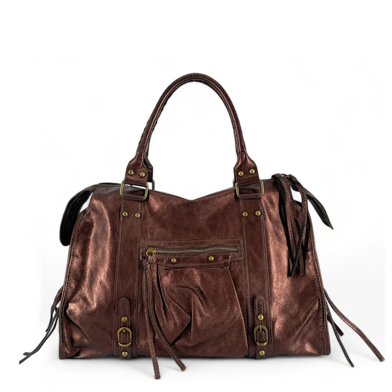 Sac à main en cuir irisé SANDSTORM Marron chocolat