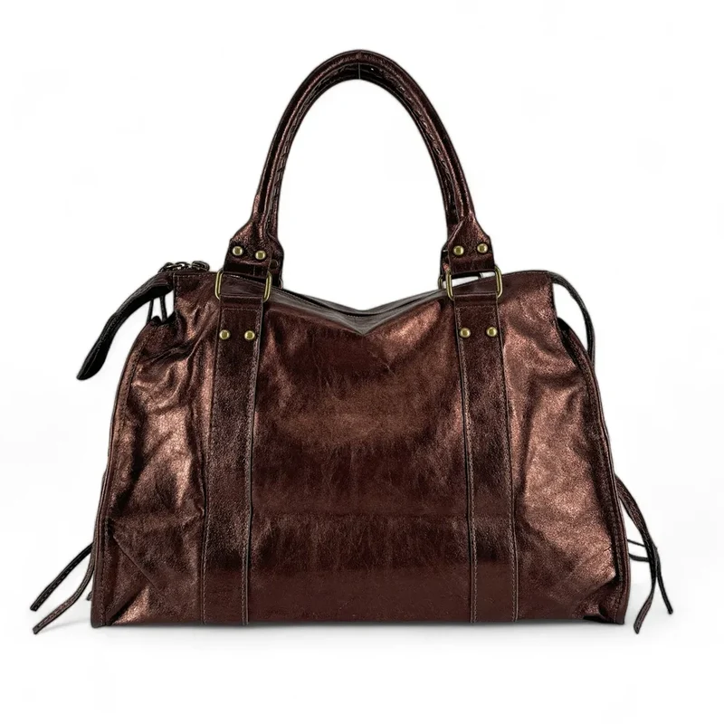Sac à main en cuir irisé SANDSTORM Marron chocolat