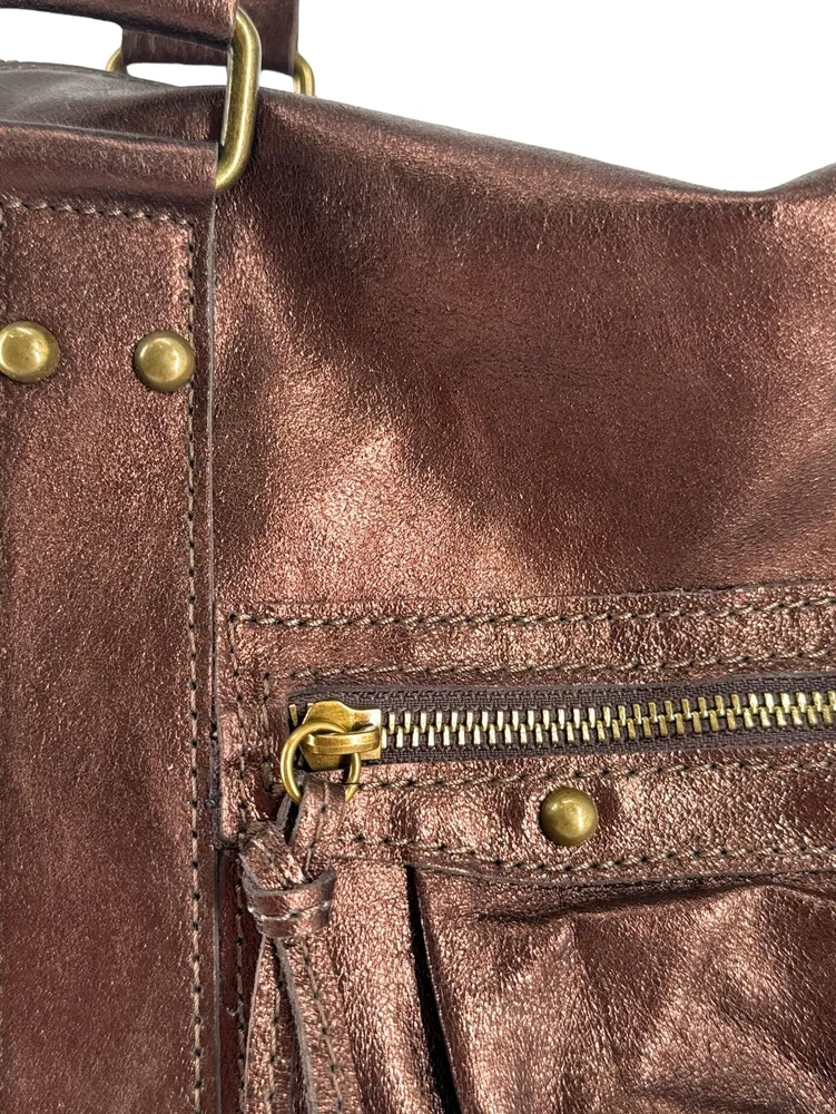 Sac à main en cuir irisé SANDSTORM Marron chocolat