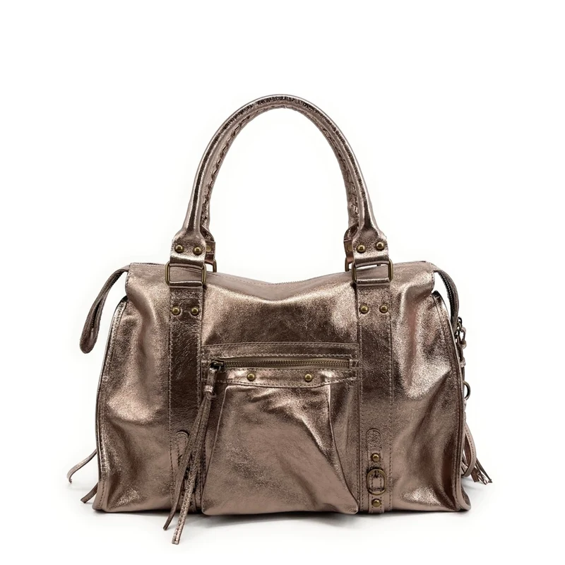 Sac à main en cuir irisé SANDSTORM Champagne