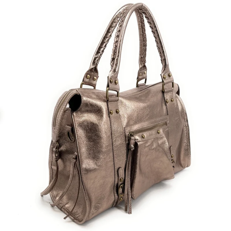 Sac à main en cuir irisé SANDSTORM Champagne