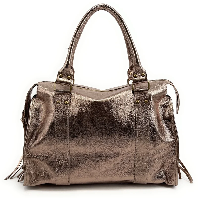 Sac à main en cuir irisé SANDSTORM Champagne