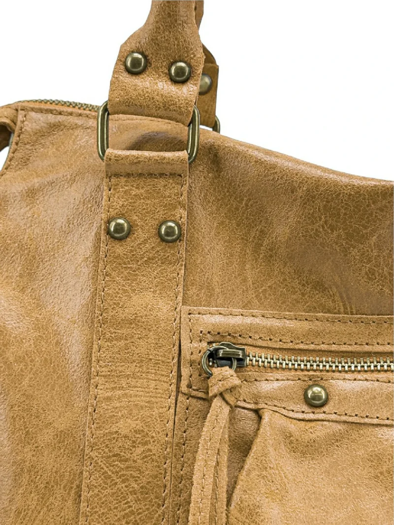 Sac à main en cuir brossé SANDSTORM Camel clair
