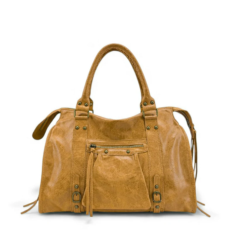 Sac à main en cuir brossé SANDSTORM Camel clair