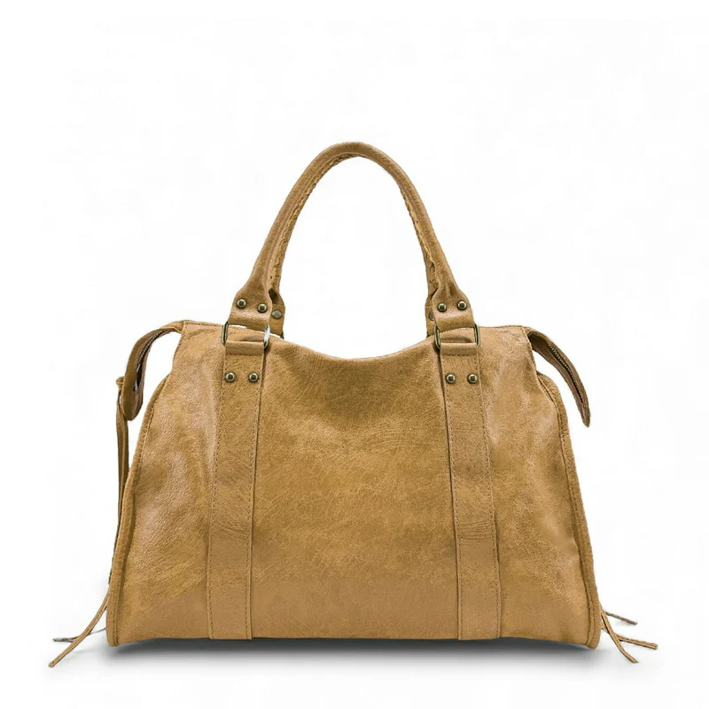 Sac à main en cuir brossé SANDSTORM Camel clair