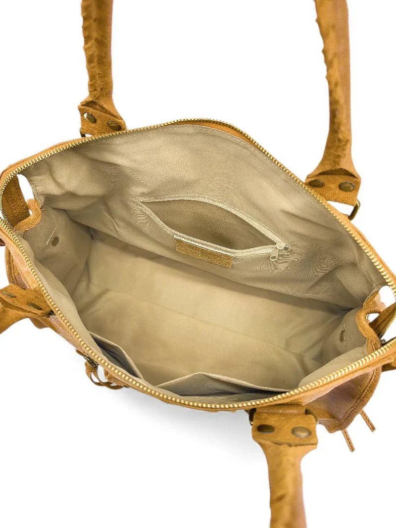Sac à main en cuir brossé SANDSTORM Camel clair