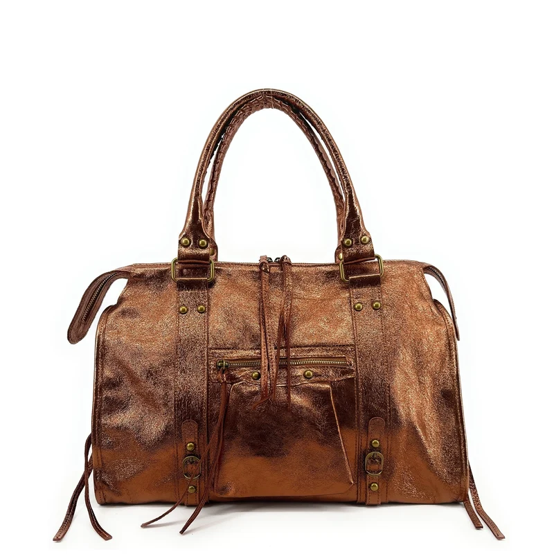 Sac à main en cuir irisé SANDSTORM Bronze
