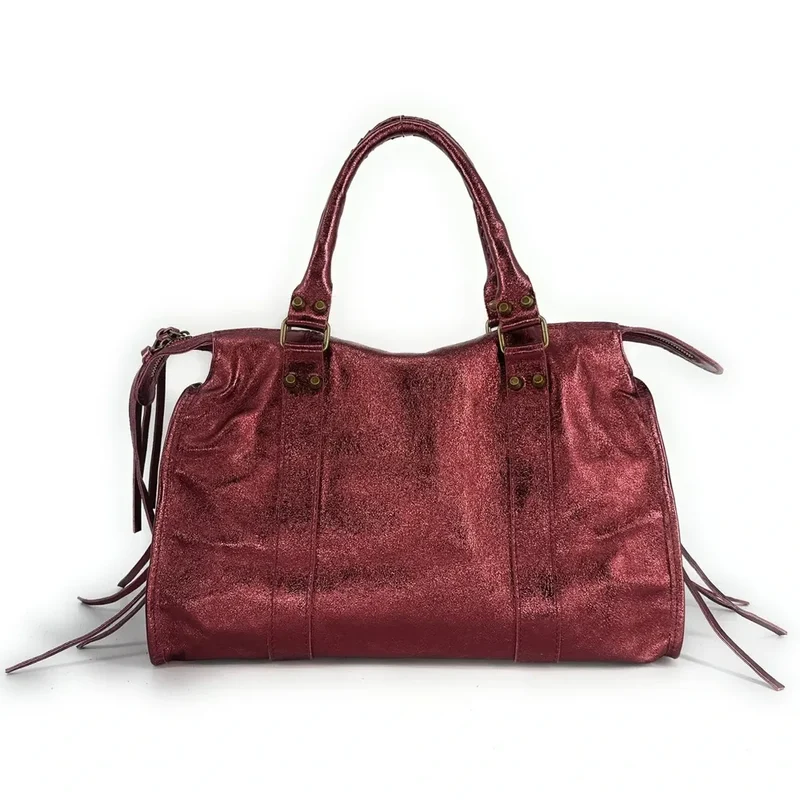 Sac à main en cuir irisé SANDSTORM Bordeaux
