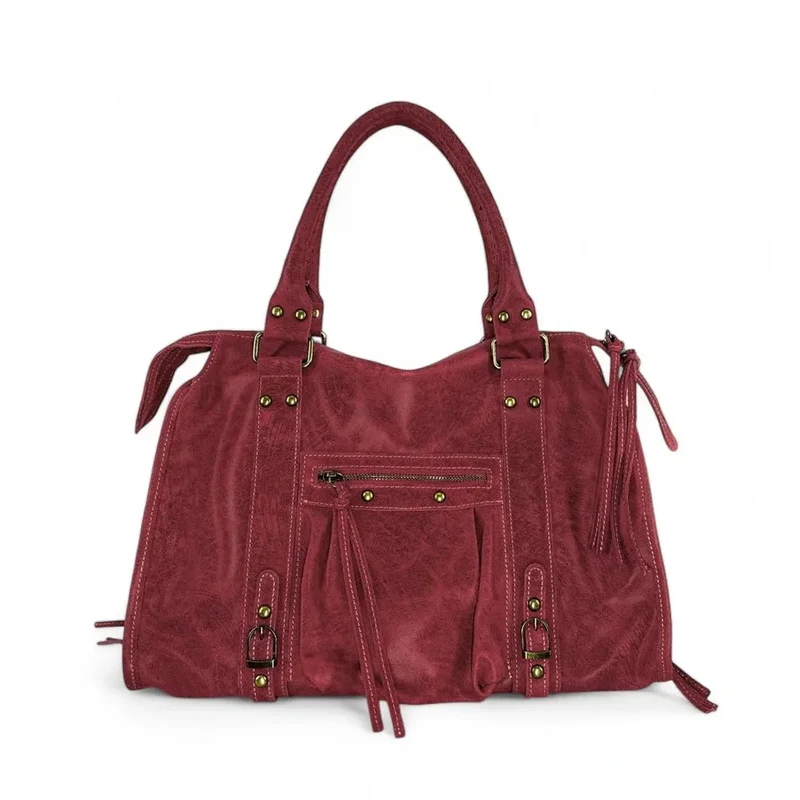 Sac à main en cuir brossé SANDSTORM Rouge bordeaux