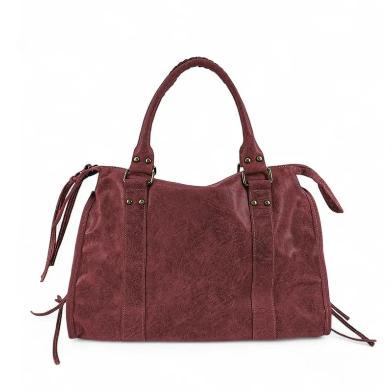 Sac à main en cuir brossé SANDSTORM Rouge bordeaux