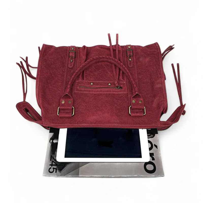 Sac à main en cuir brossé SANDSTORM Rouge bordeaux