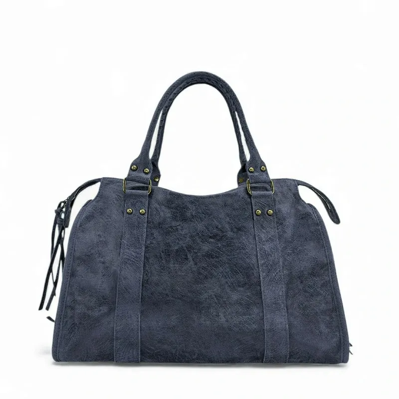 Sac à main en cuir brossé SANDSTORM Bleu marine