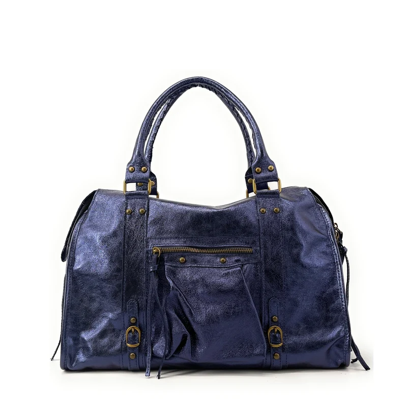 Sac à main en cuir irisé SANDSTORM Bleu nuit étoilée