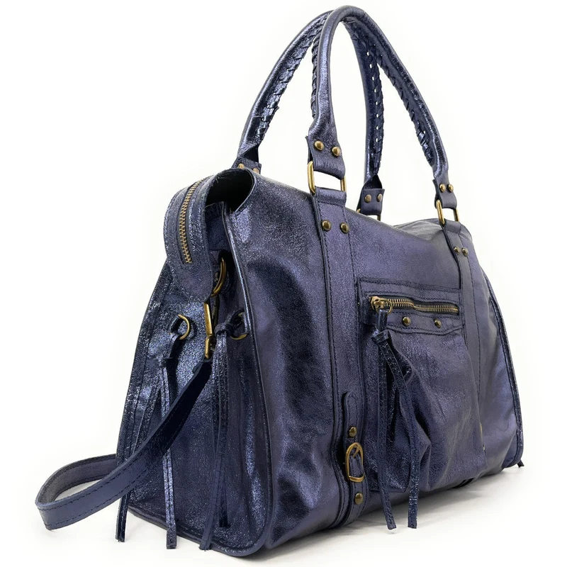 Sac à main en cuir irisé SANDSTORM Bleu nuit étoilée