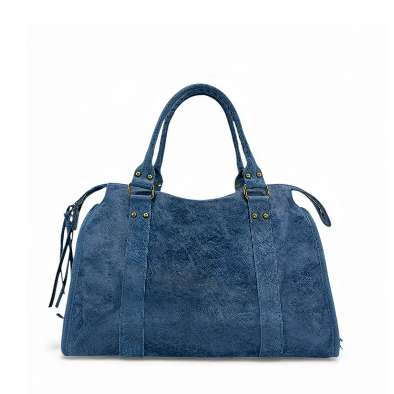 Sac à main en cuir brossé SANDSTORM Bleu denim