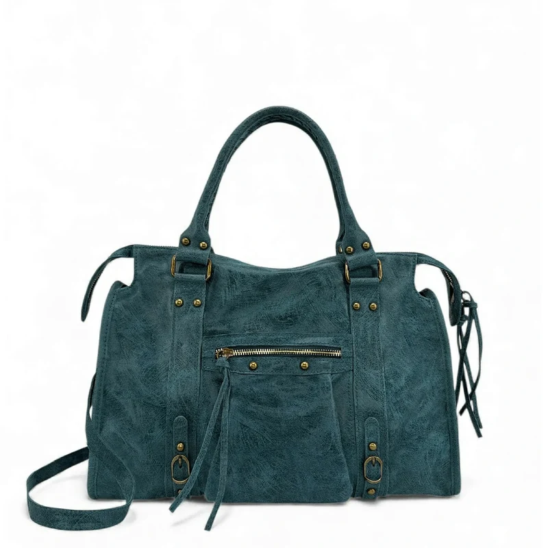 Sac à main en cuir brossé SANDSTORM Bleu Teal
