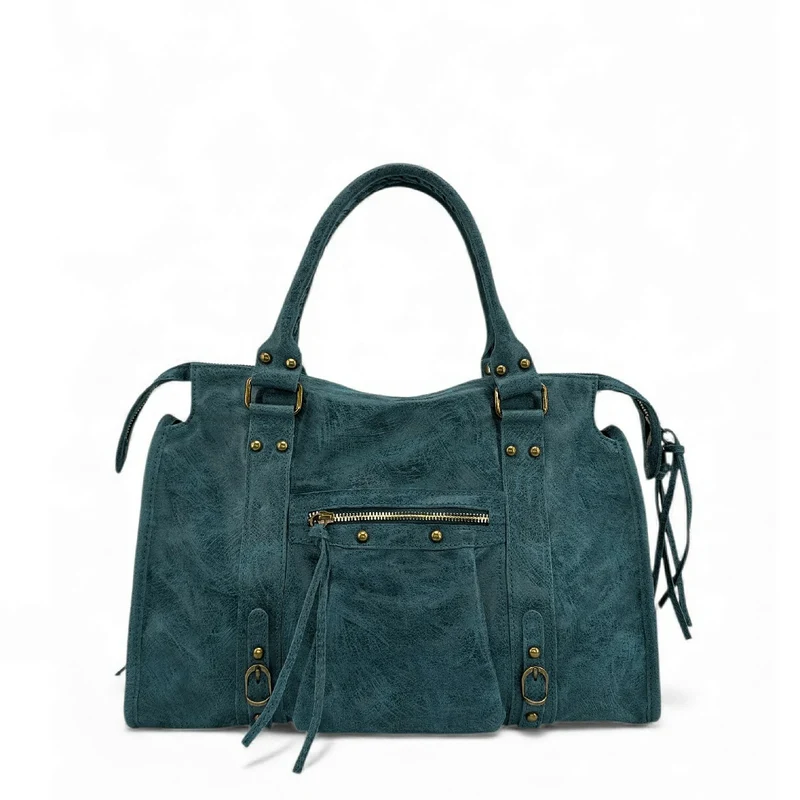 Sac à main en cuir brossé SANDSTORM Bleu Teal