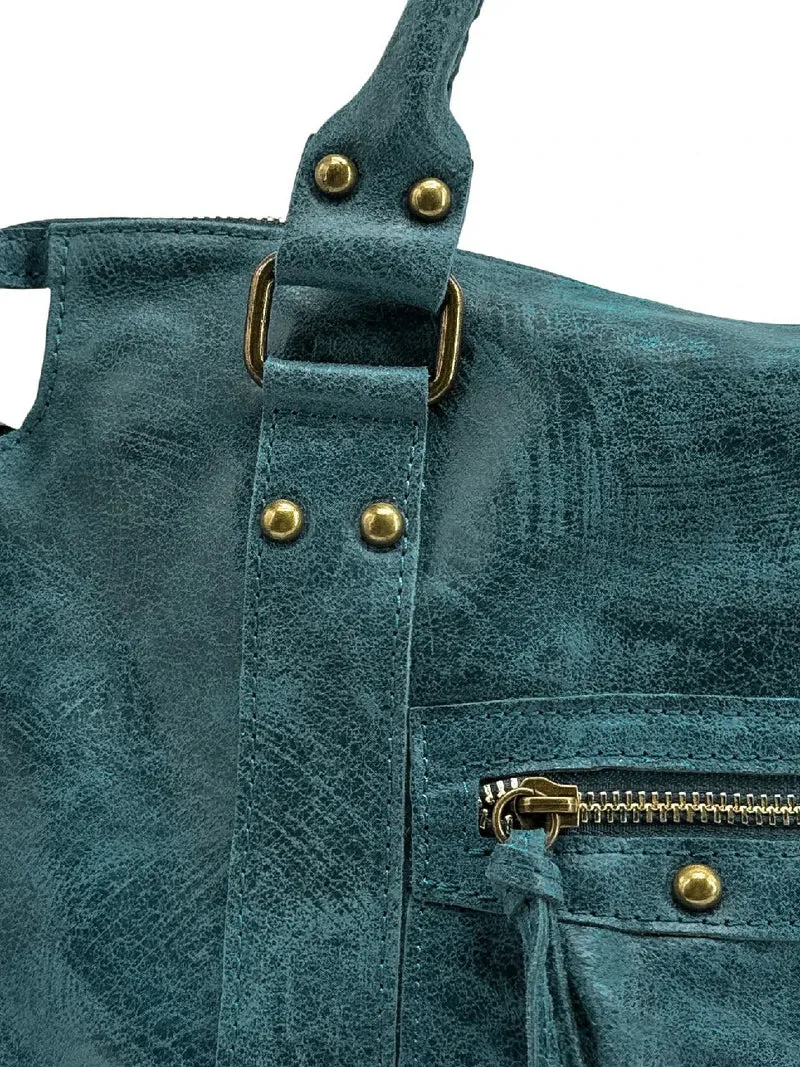 Sac à main en cuir brossé SANDSTORM Bleu Teal