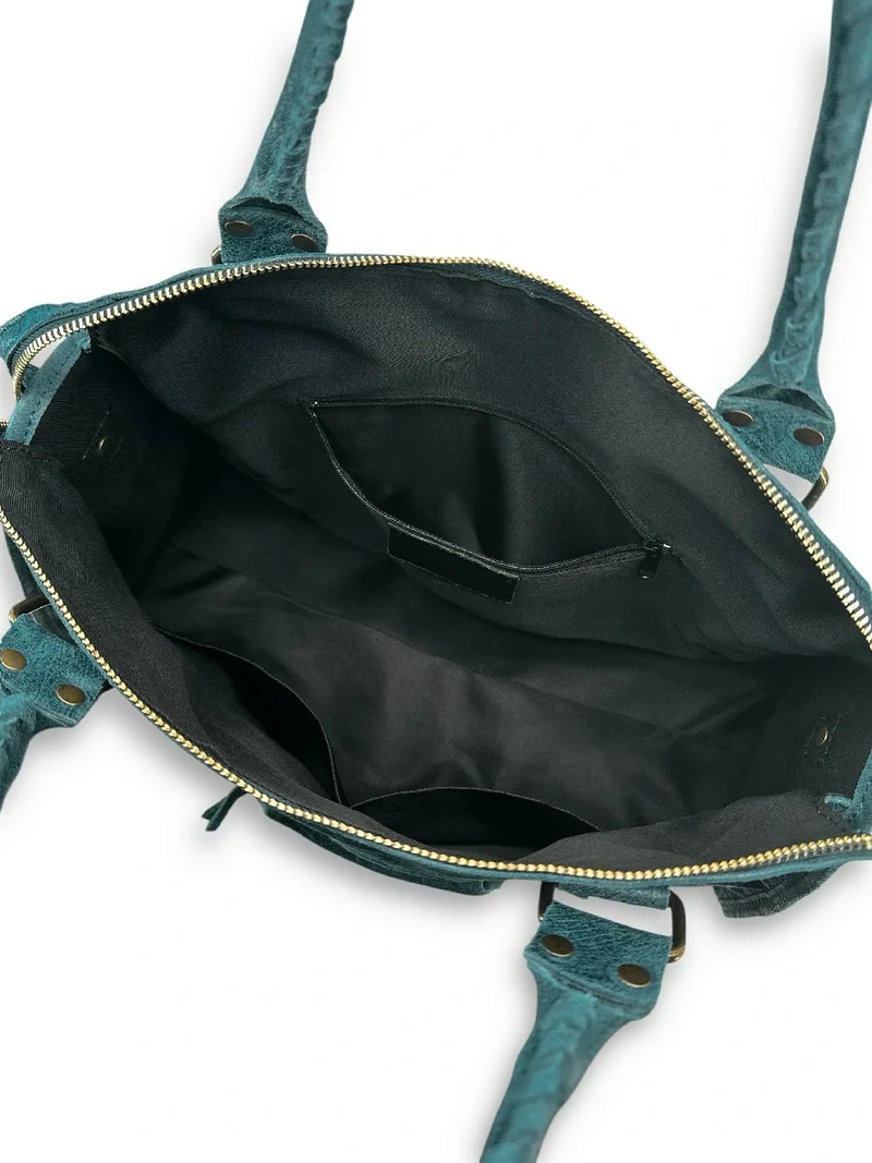 Sac à main en cuir brossé SANDSTORM Bleu Teal