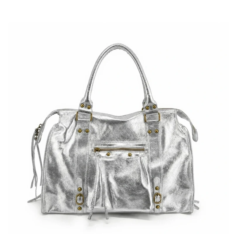 Sac à main en cuir irisé SANDSTORM Argent clair