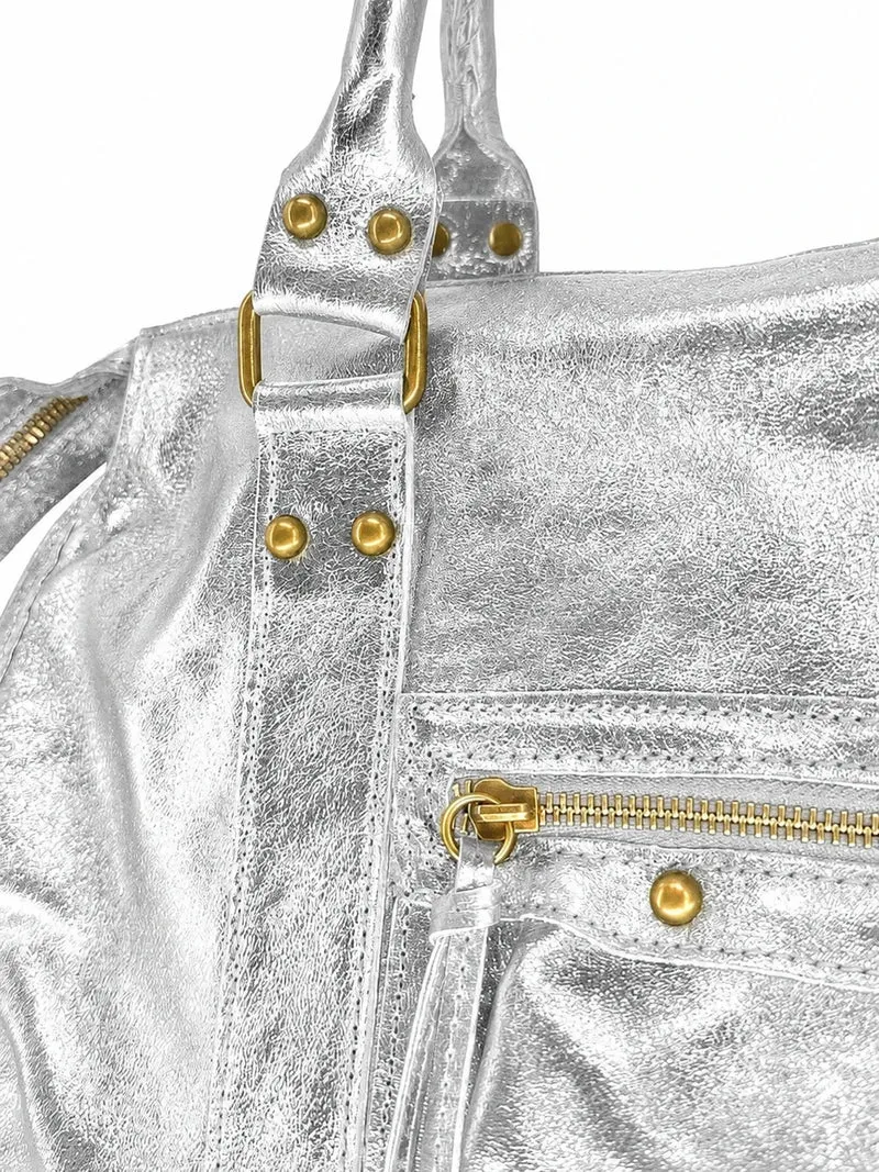 Sac à main en cuir irisé SANDSTORM Argent clair