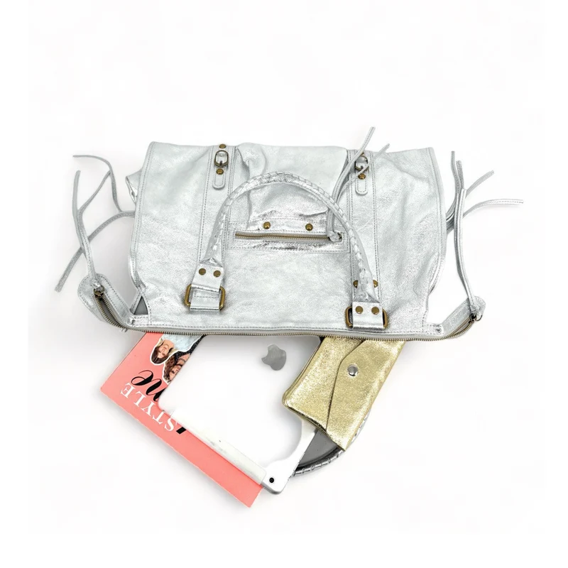 Sac à main en cuir irisé SANDSTORM Argent clair