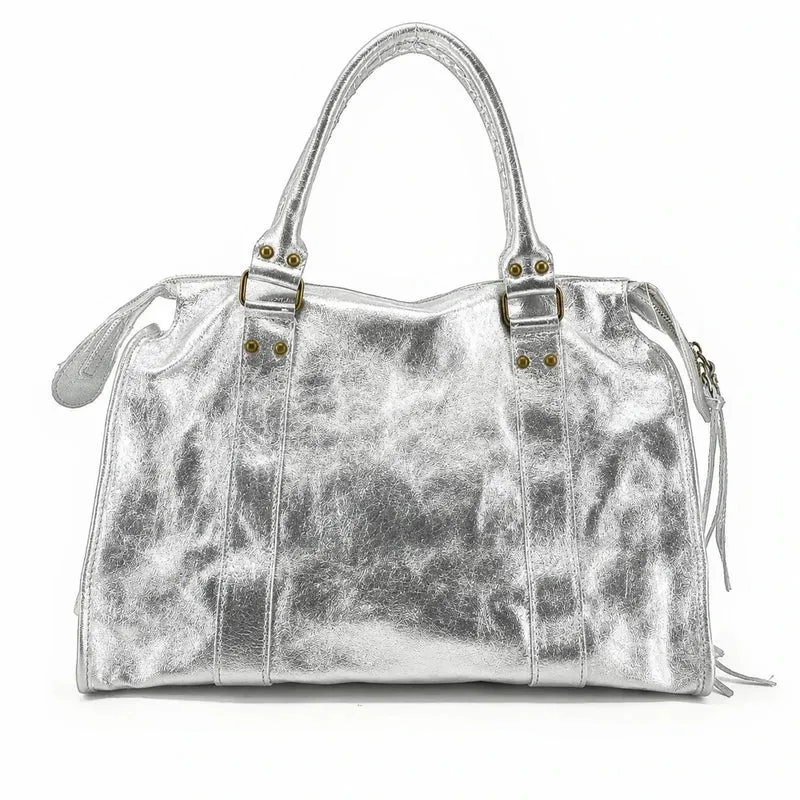 Sac à main en cuir irisé SANDSTORM Argent clair