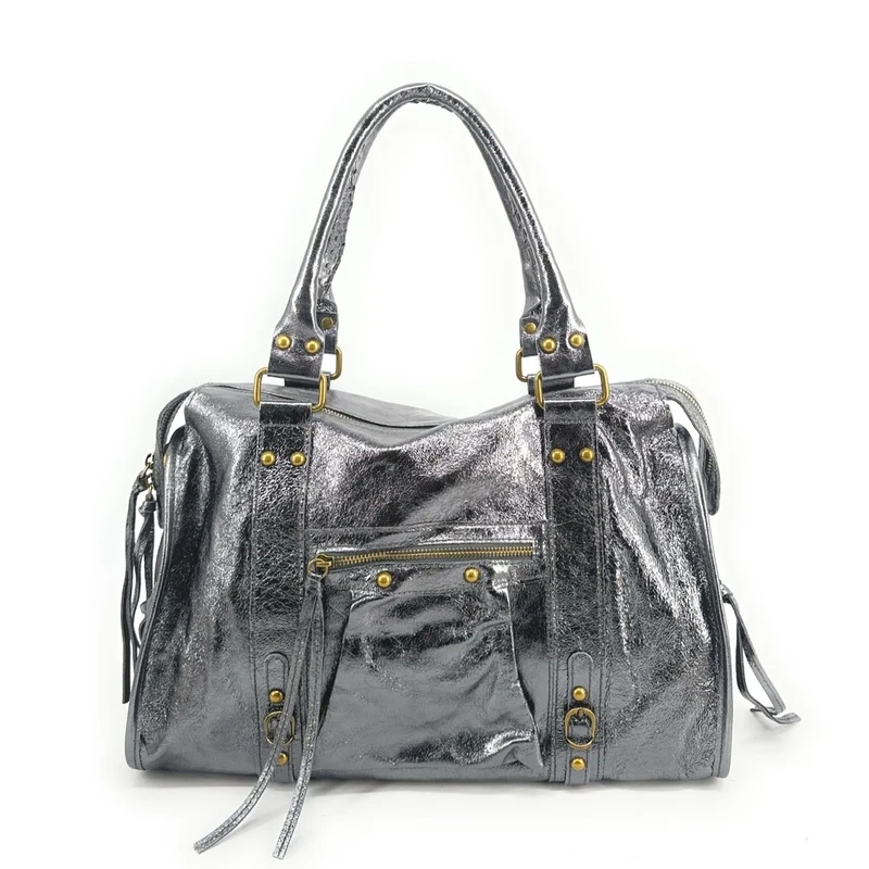 Sac à main en cuir irisé SANDSTORM Argent foncé