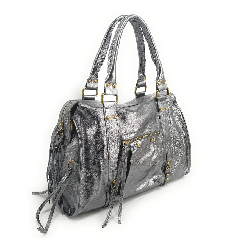 Sac à main en cuir irisé SANDSTORM Argent foncé