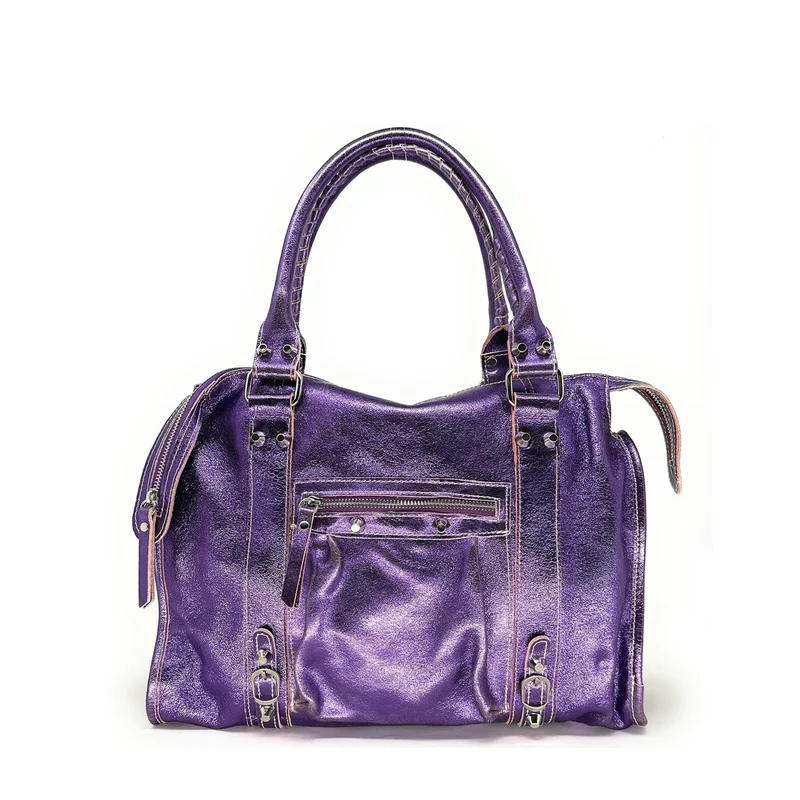Sac à main en cuir irisé SANDSTORM Violet améthyste