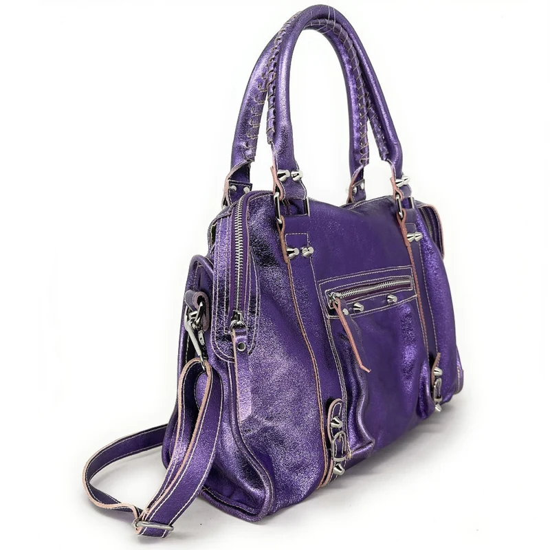 Sac à main en cuir irisé SANDSTORM Violet améthyste