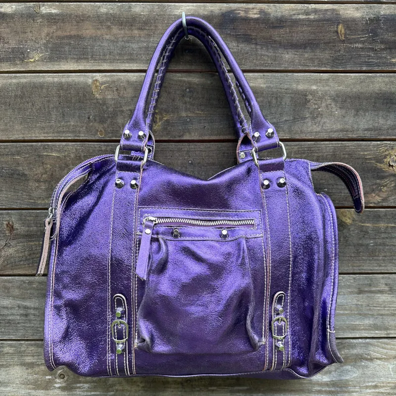 Sac à main en cuir irisé SANDSTORM Violet améthyste