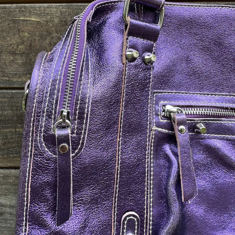 Sac à main en cuir irisé SANDSTORM Violet améthyste
