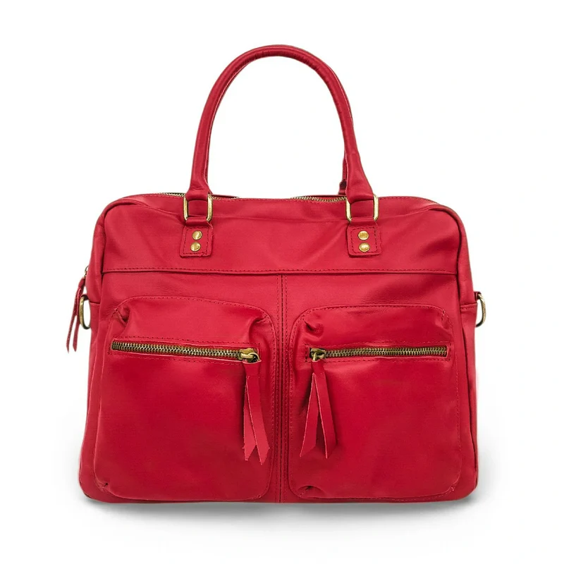 Sac à main en cuir lisse OMB MOSCOU Rouge garance