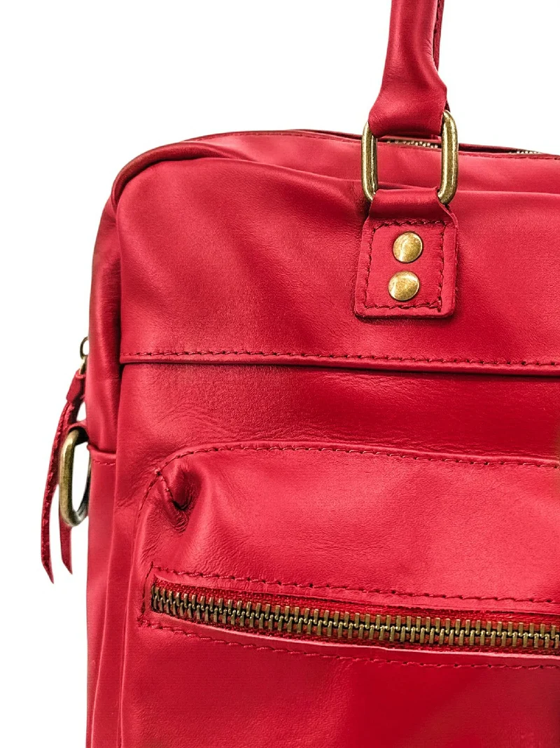 Sac à main en cuir lisse OMB MOSCOU Rouge garance
