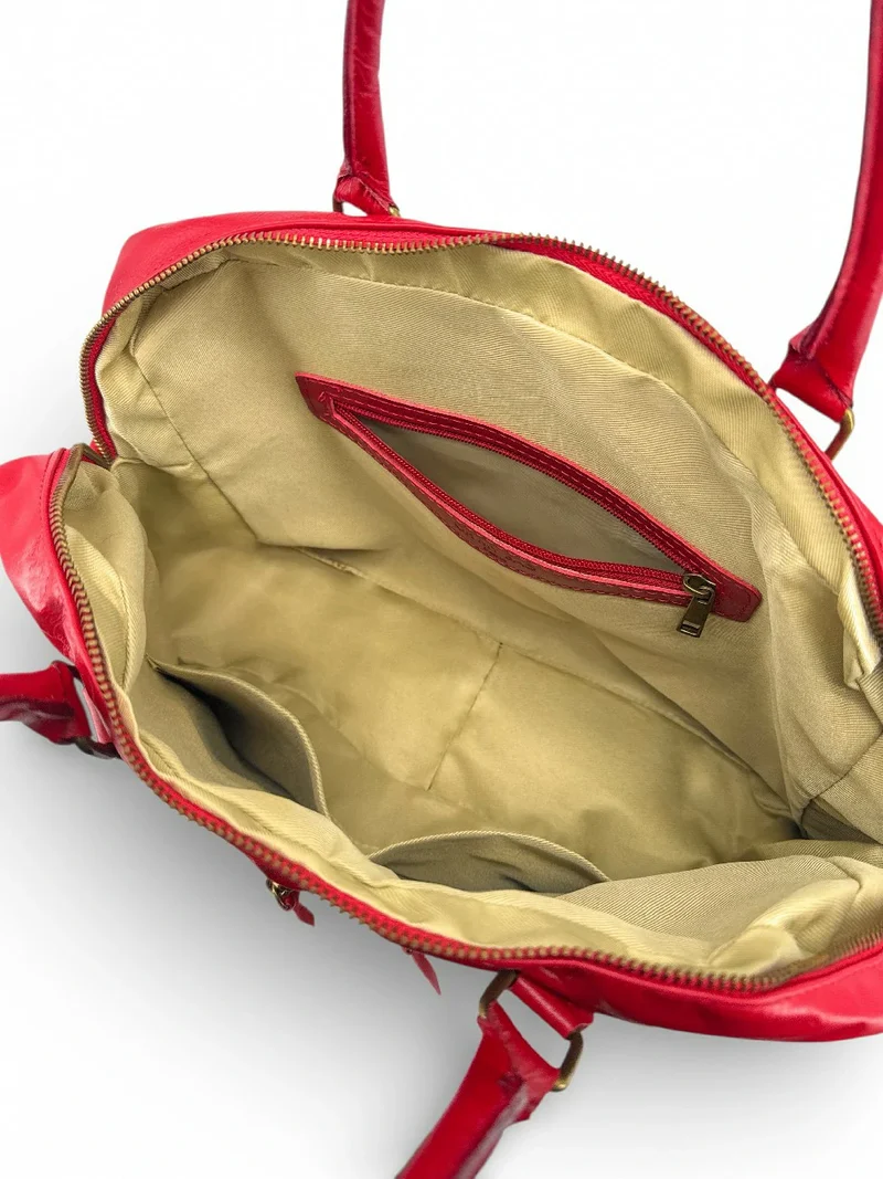 Sac à main en cuir lisse OMB MOSCOU Rouge garance