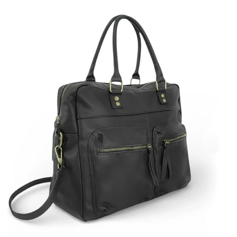 Sac à main en cuir lisse OMB MOSCOU Noir
