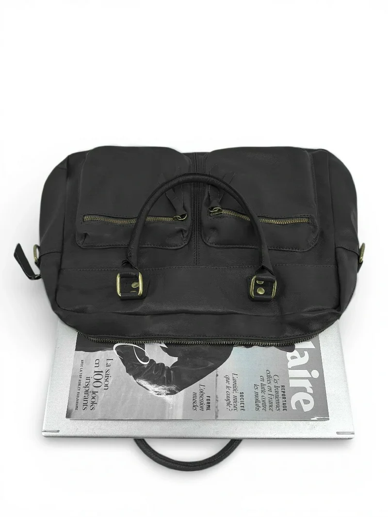 Sac à main en cuir lisse OMB MOSCOU Noir