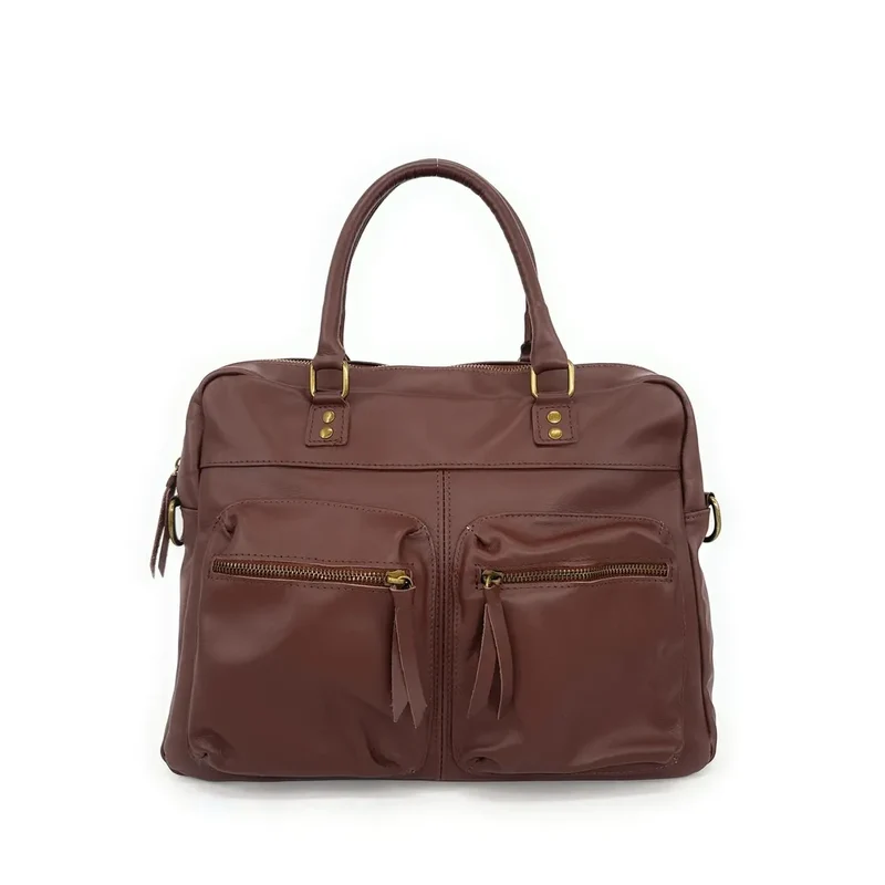Sac à main en cuir lisse OMB MOSCOU Châtaigne