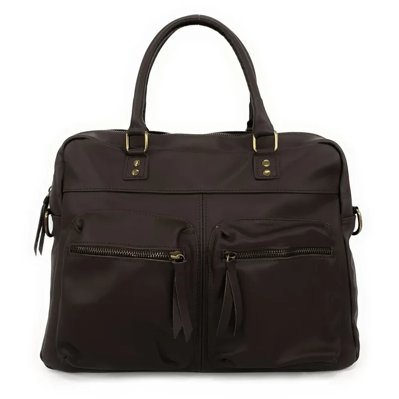 Sac à main en cuir lisse OMB MOSCOU Marron Chocolat