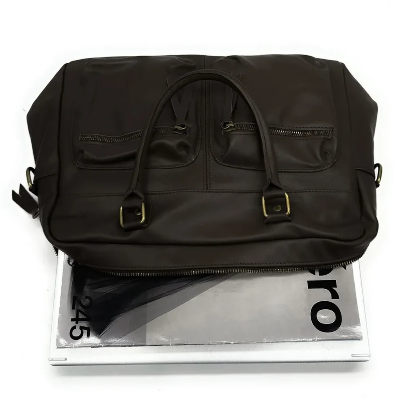 Sac à main en cuir lisse OMB MOSCOU Marron Chocolat