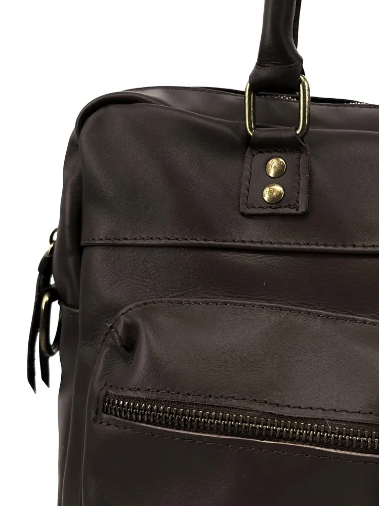 Sac à main en cuir lisse OMB MOSCOU Marron Chocolat