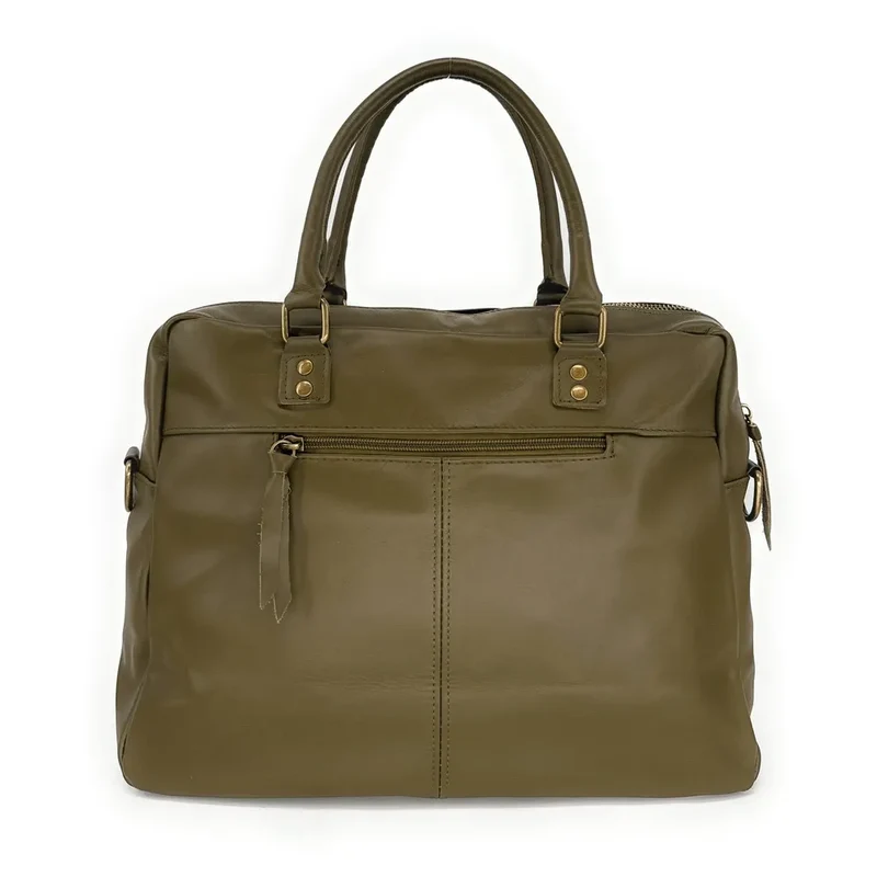 Sac à main en cuir lisse OMB MOSCOU Kaki