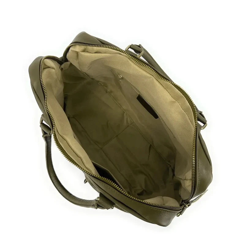 Sac à main en cuir lisse OMB MOSCOU Kaki