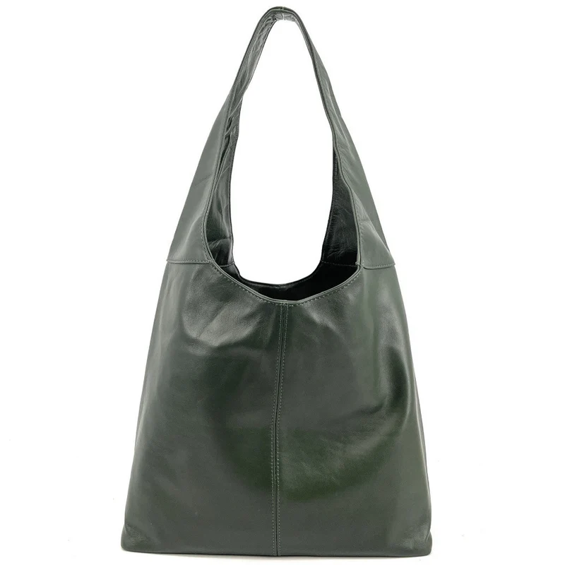 Sac HOBO en cuir lisse NEW AGE Vert forêt
