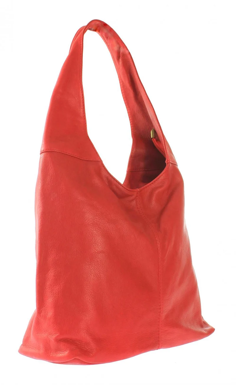 Sac HOBO en cuir lisse NEW AGE Rouge garance