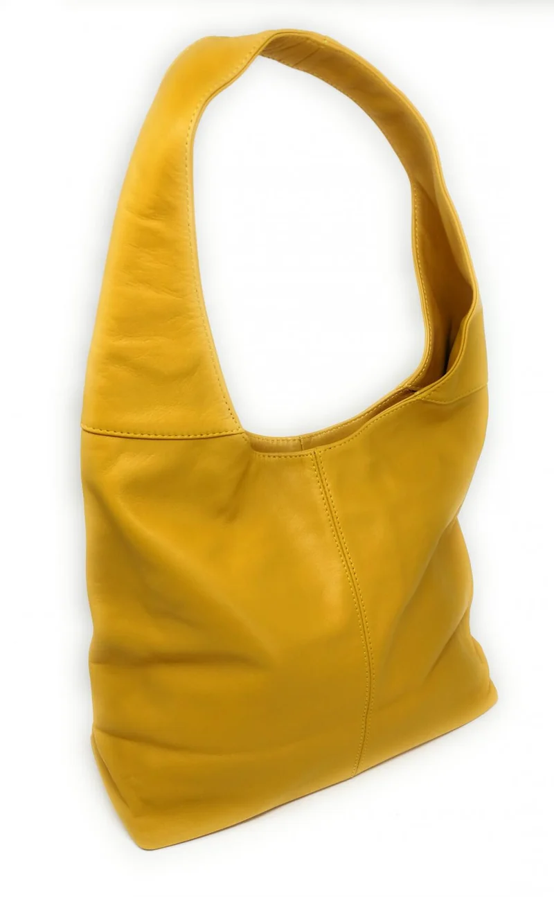 Sac HOBO en cuir lisse NEW AGE Jaune tournesol