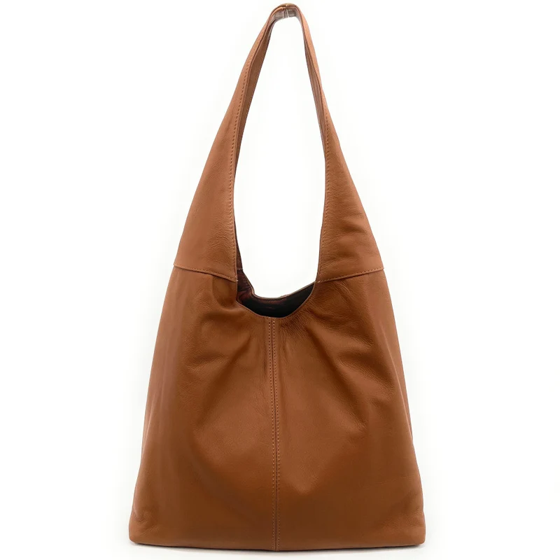 Sac HOBO en cuir lisse NEW AGE Cognac