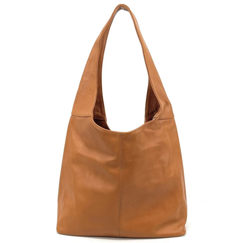 Sac HOBO en cuir lisse NEW AGE Camel